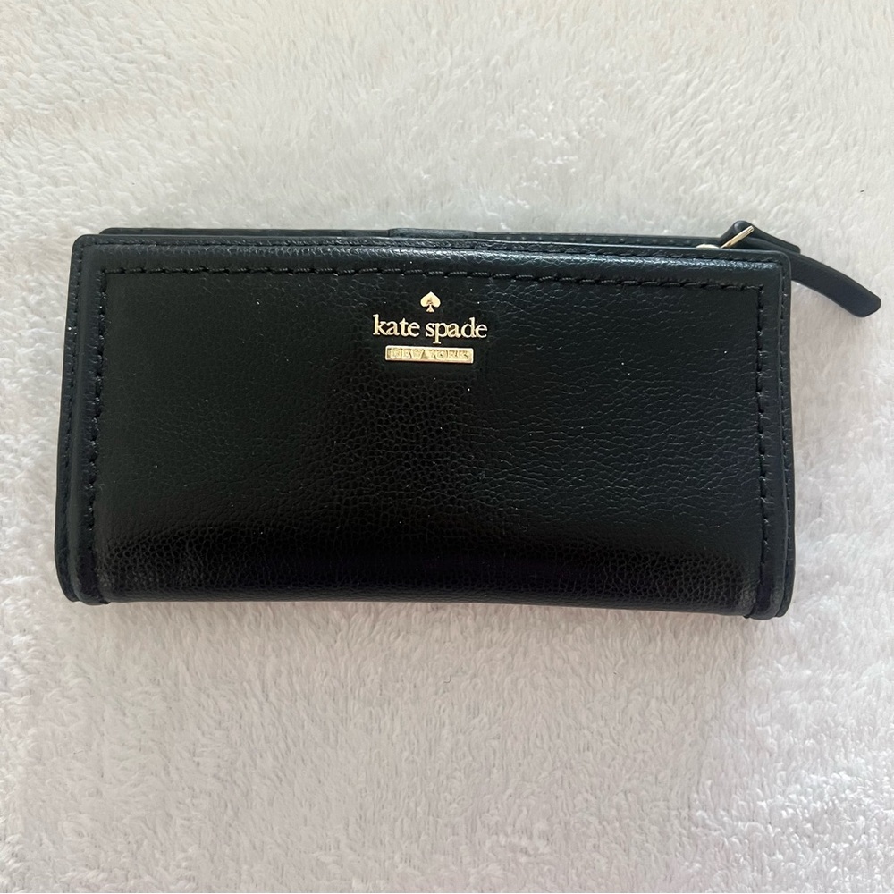 Kate Spade Black Leather Slim Wallet